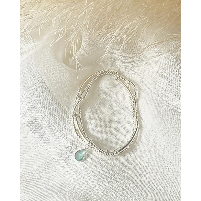Bracelet triple Agathe Oeil de chat bleu