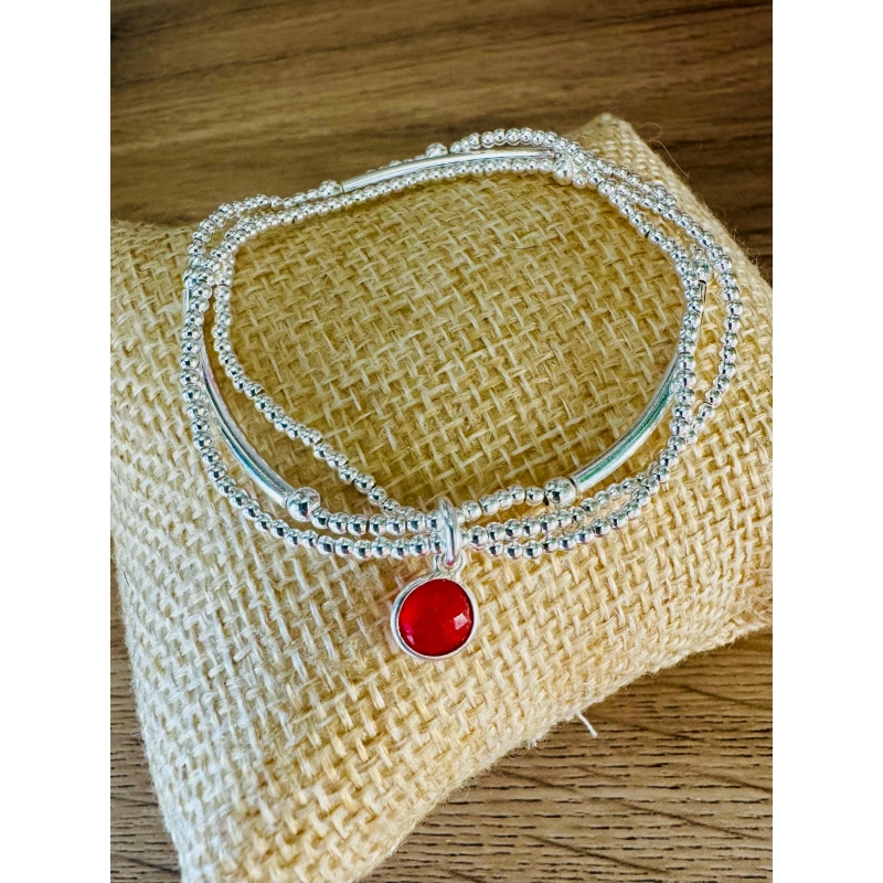 Bracelet triple Agathe Grenat